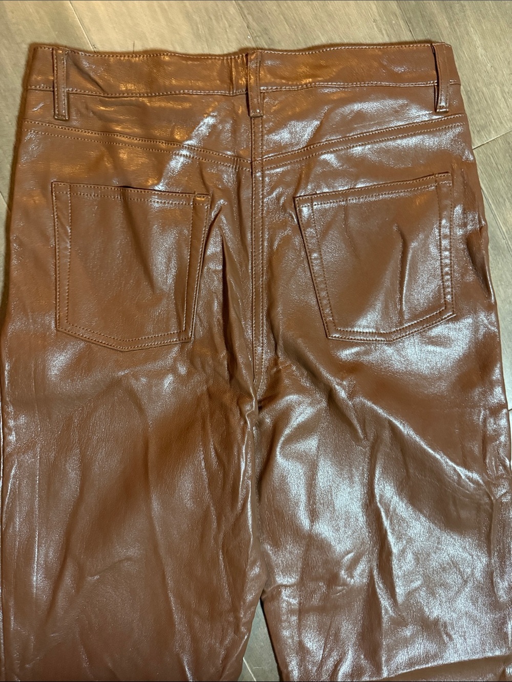 Wilfred Aritzia The Melina Pant Cognac Brown Vegan Leather Size 6 - Picture 7 of 10
